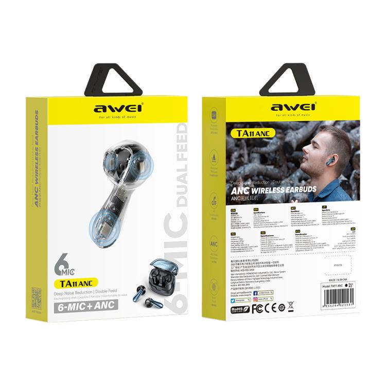 awei TA11 ANC Noise Reduction True Wireless Bluetooth Earphone(Black) awei TA11 ANC Noise Reduction True Wireless Bluetooth Earphone(Black)