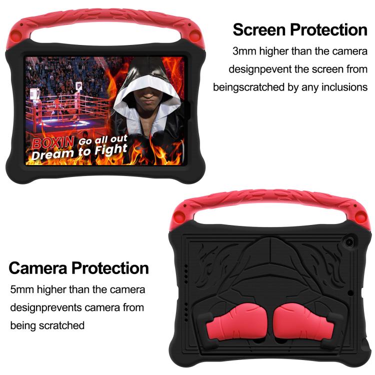 For iPad 10.2 2021 / 2020 / 2019 Boxing Series Kickstand EVA Shockproof Tablet Case with Shoulder Strap(Black Red)