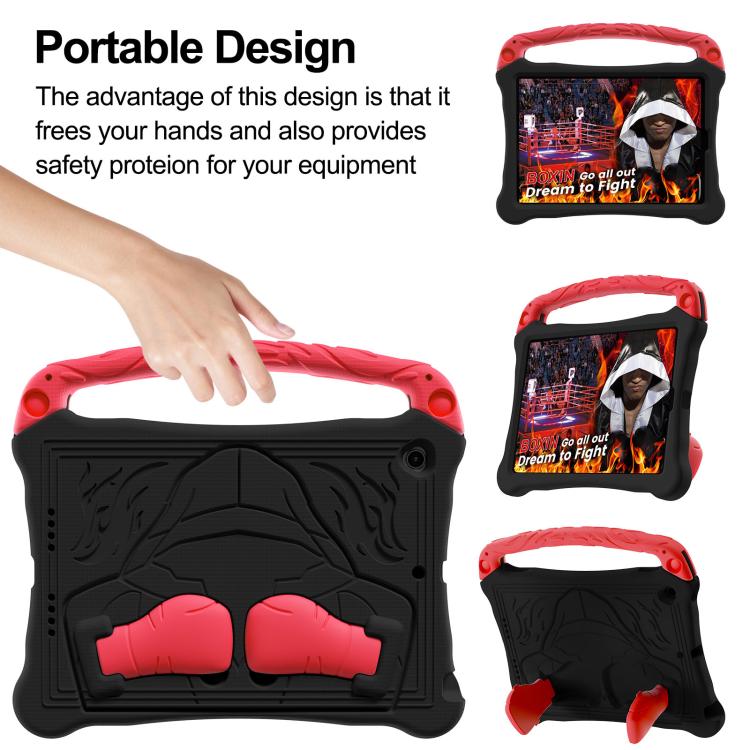 For iPad 10.2 2021 / 2020 / 2019 Boxing Series Kickstand EVA Shockproof Tablet Case with Shoulder Strap(Black Red)