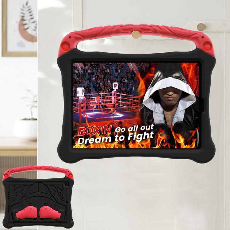 For iPad 10.2 2021 / 2020 / 2019 Boxing Series Kickstand EVA Shockproof Tablet Case with Shoulder Strap(Black Red)