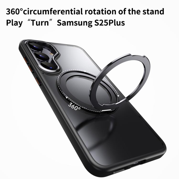 For Samsung Galaxy S25+ 5G Frosted 360 Degree MagSafe Magnetic Holder Phone Case(Silver) For Samsung Galaxy S25+ 5G Frosted 360 Degree MagSafe Magnetic Holder Phone Case(Silver)