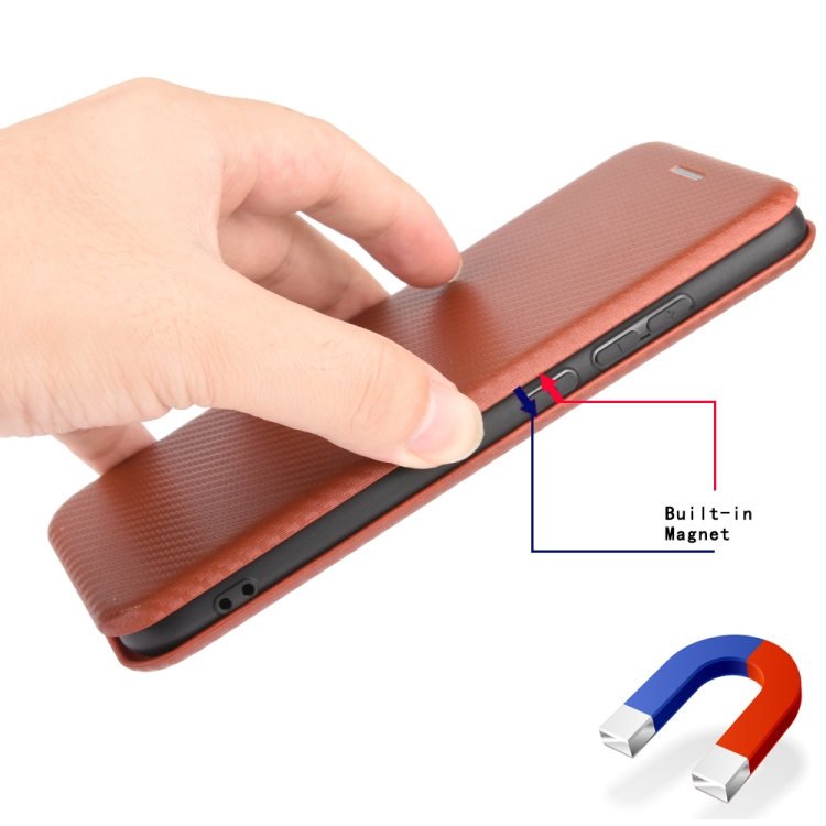 For Samsung Galaxy Note20 Carbon Fiber Texture Horizontal Flip TPU + PC + PU Leather Case with Card Slot(Brown) For Samsung Galaxy Note20 Carbon Fiber Texture Horizontal Flip TPU + PC + PU Leather Case with Card Slot(Brown)