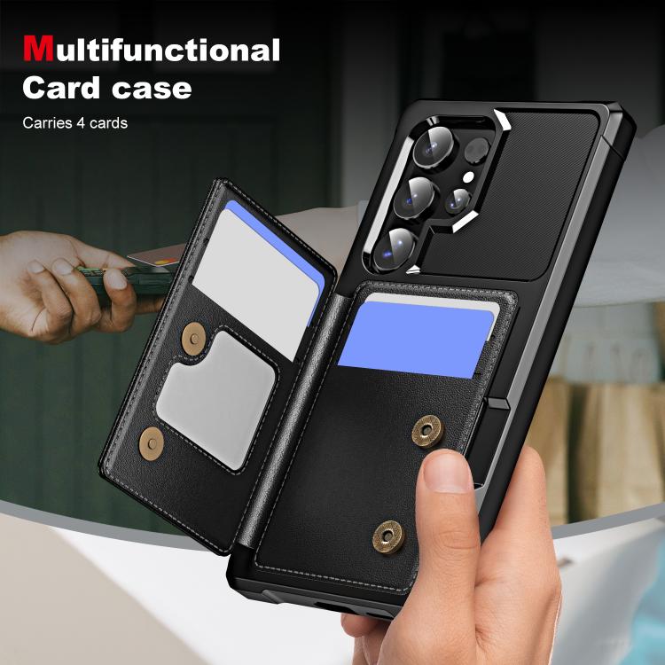 For Samsung Galaxy S24 Ultra 5G Horizontal Flip Card Bag Holder Leather Phone Case(Black) For Samsung Galaxy S24 Ultra 5G Horizontal Flip Card Bag Holder Leather Phone Case(Black)