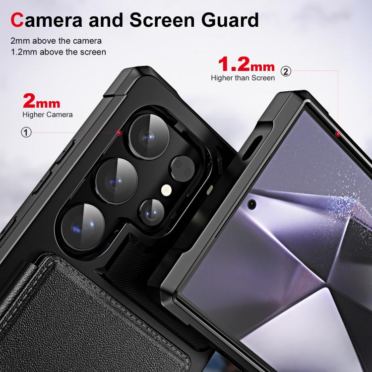 For Samsung Galaxy S24 Ultra 5G Horizontal Flip Card Bag Holder Leather Phone Case(Black) For Samsung Galaxy S24 Ultra 5G Horizontal Flip Card Bag Holder Leather Phone Case(Black)