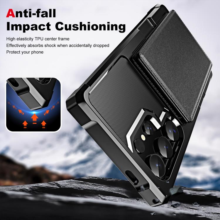 For Samsung Galaxy S24 Ultra 5G Horizontal Flip Card Bag Holder Leather Phone Case(Black) For Samsung Galaxy S24 Ultra 5G Horizontal Flip Card Bag Holder Leather Phone Case(Black)
