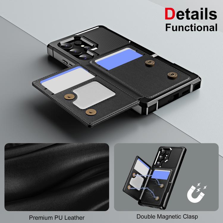For Samsung Galaxy S24 Ultra 5G Horizontal Flip Card Bag Holder Leather Phone Case(Black) For Samsung Galaxy S24 Ultra 5G Horizontal Flip Card Bag Holder Leather Phone Case(Black)