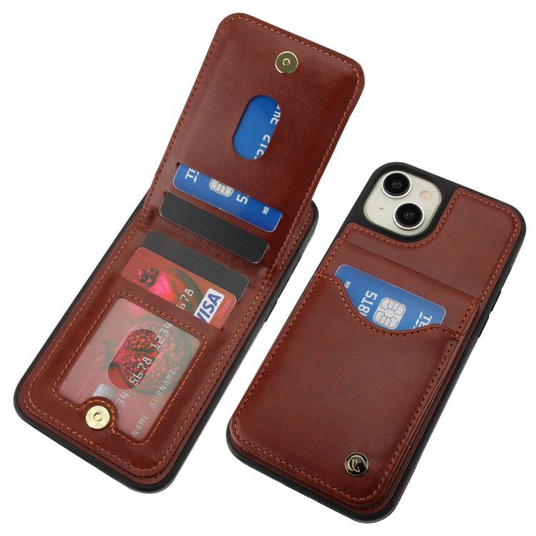 For iPhone 14 Plus AwQuer Vertical Flip Card Bag Holder Leather Phone Case(Brown) For iPhone 14 Plus AwQuer Vertical Flip Card Bag Holder Leather Phone Case(Brown)