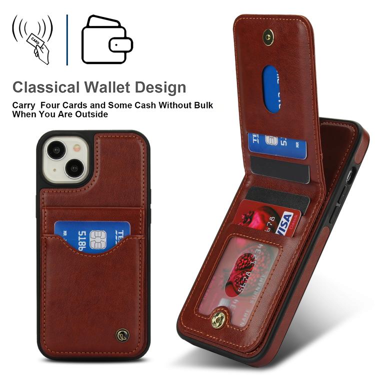 For iPhone 14 Plus AwQuer Vertical Flip Card Bag Holder Leather Phone Case(Brown) For iPhone 14 Plus AwQuer Vertical Flip Card Bag Holder Leather Phone Case(Brown)