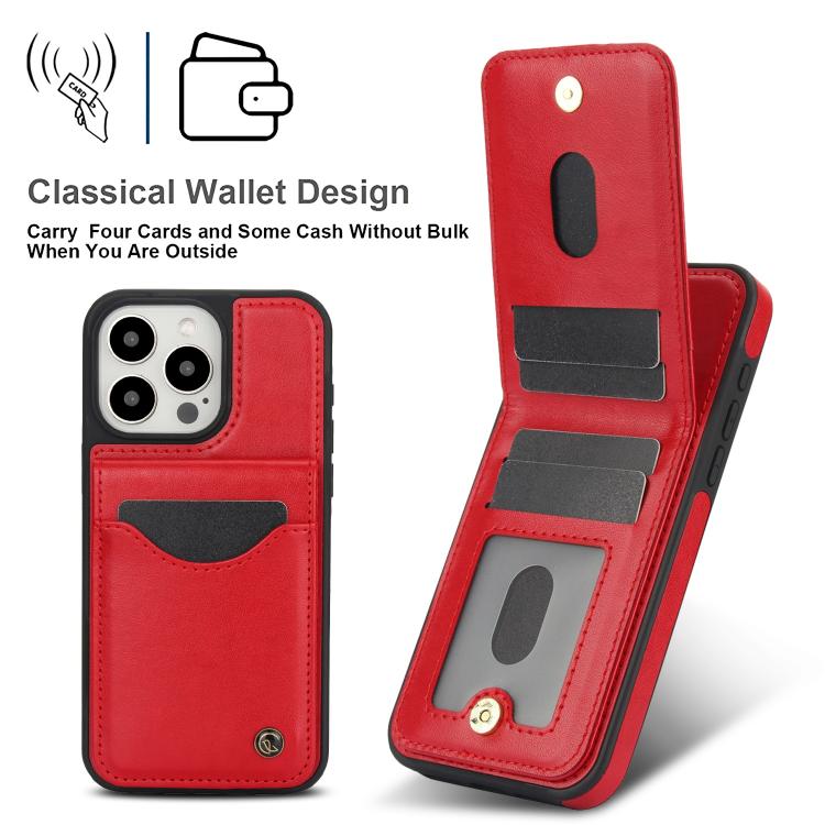 For iPhone 14 Pro AwQuer Vertical Flip Card Bag Holder Leather Phone Case(Red) For iPhone 14 Pro AwQuer Vertical Flip Card Bag Holder Leather Phone Case(Red)