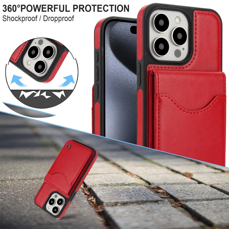 For iPhone 14 Pro AwQuer Vertical Flip Card Bag Holder Leather Phone Case(Red) For iPhone 14 Pro AwQuer Vertical Flip Card Bag Holder Leather Phone Case(Red)