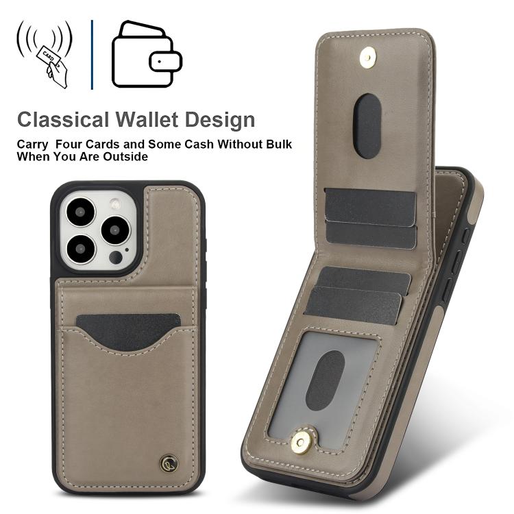 For iPhone 11 Pro AwQuer Vertical Flip Card Bag Holder Leather Phone Case(Grey) For iPhone 11 Pro AwQuer Vertical Flip Card Bag Holder Leather Phone Case(Grey)