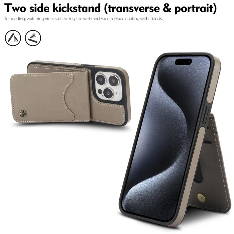 For iPhone 11 Pro AwQuer Vertical Flip Card Bag Holder Leather Phone Case(Grey) For iPhone 11 Pro AwQuer Vertical Flip Card Bag Holder Leather Phone Case(Grey)