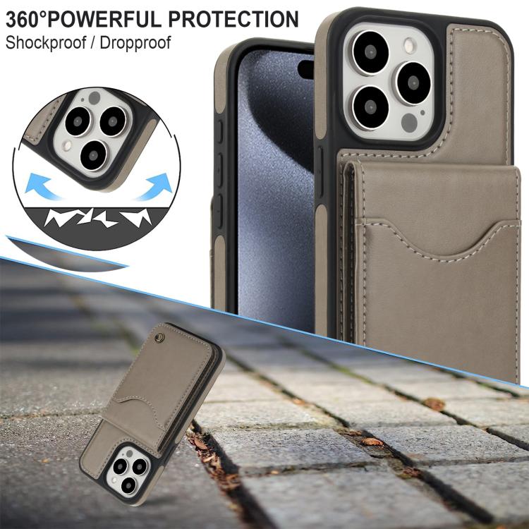For iPhone 11 Pro AwQuer Vertical Flip Card Bag Holder Leather Phone Case(Grey) For iPhone 11 Pro AwQuer Vertical Flip Card Bag Holder Leather Phone Case(Grey)