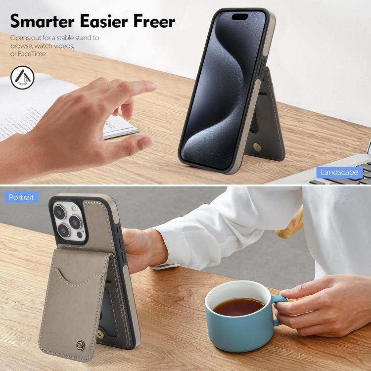 For iPhone 11 Pro AwQuer Vertical Flip Card Bag Holder Leather Phone Case(Grey) For iPhone 11 Pro AwQuer Vertical Flip Card Bag Holder Leather Phone Case(Grey)