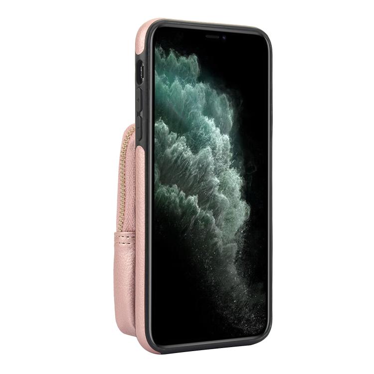 For iPhone 11 Pro AwQuer Crossbody Zipper Wallet Bag Litchi Leather Phone Case(Rose Gold) For iPhone 11 Pro AwQuer Crossbody Zipper Wallet Bag Litchi Leather Phone Case(Rose Gold)