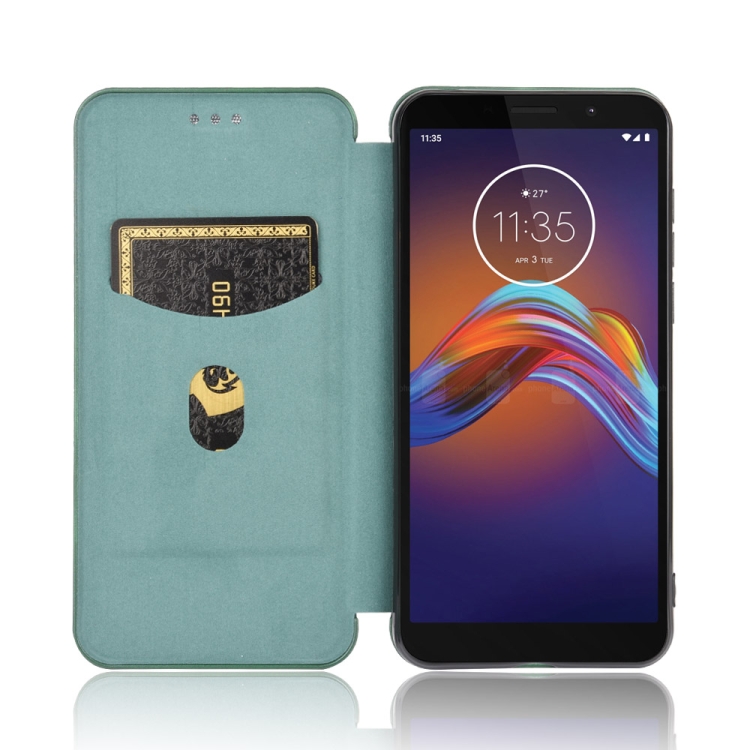 For Motorola Moto E6 Play Carbon Fiber Texture Horizontal Flip TPU