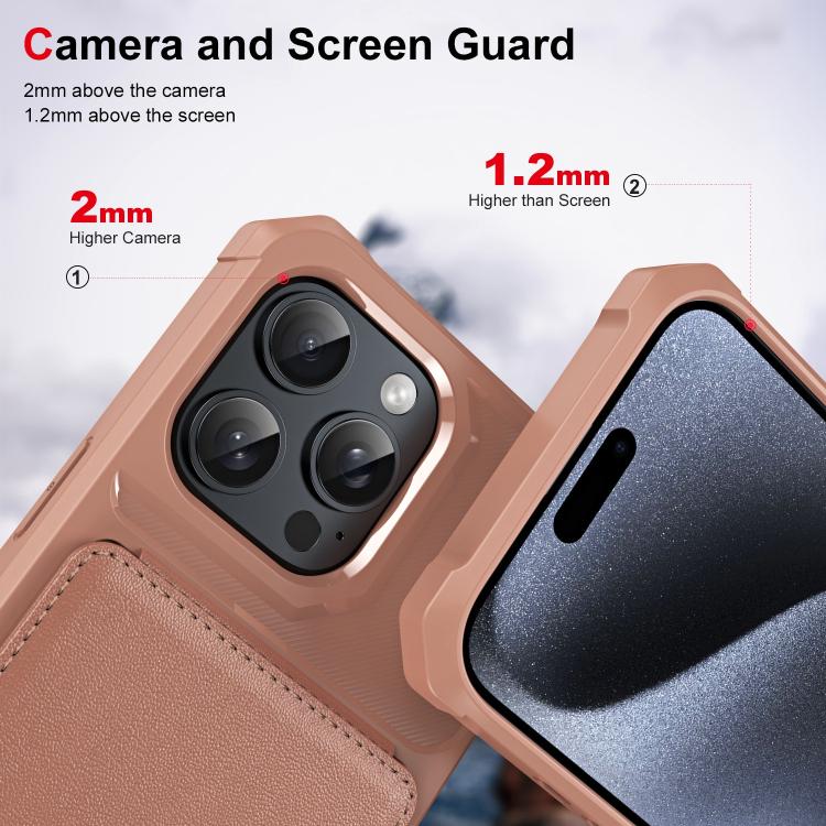 For iPhone 16 Pro Vertical Flip Card Bag Holder Leather Phone Case(Rose Gold) For iPhone 16 Pro Vertical Flip Card Bag Holder Leather Phone Case(Rose Gold)
