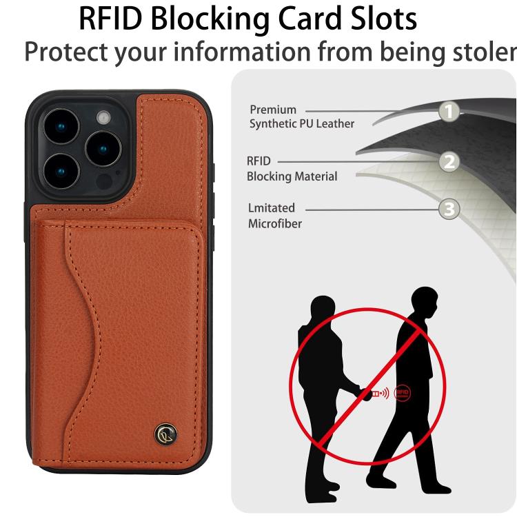 For iPhone 16 Pro AwQuer Horizontal Flip Card Bag Holder Leather Phone Case(Brown) For iPhone 16 Pro AwQuer Horizontal Flip Card Bag Holder Leather Phone Case(Brown)