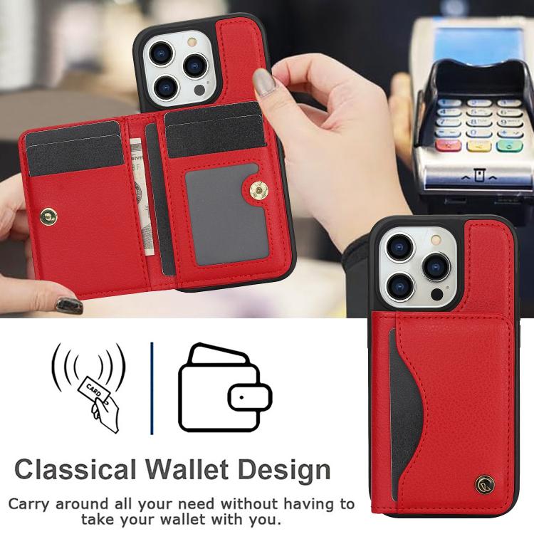 For iPhone 14 Pro AwQuer Horizontal Flip Card Bag Holder Leather Phone Case(Red) For iPhone 14 Pro AwQuer Horizontal Flip Card Bag Holder Leather Phone Case(Red)