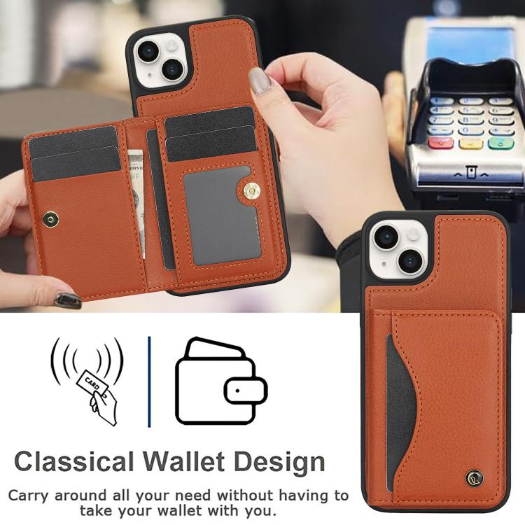 For iPhone 12 / 12 Pro AwQuer Horizontal Flip Card Bag Holder Leather Phone Case(Brown) For iPhone 12 / 12 Pro AwQuer Horizontal Flip Card Bag Holder Leather Phone Case(Brown)
