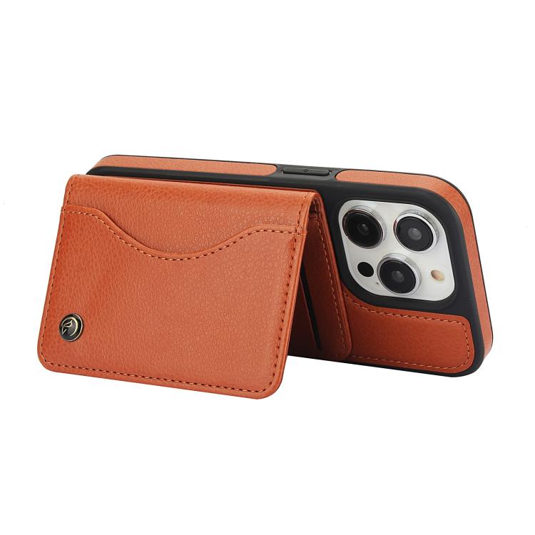 For iPhone 11 Pro AwQuer Horizontal Flip Card Bag Holder Leather Phone Case(Brown)