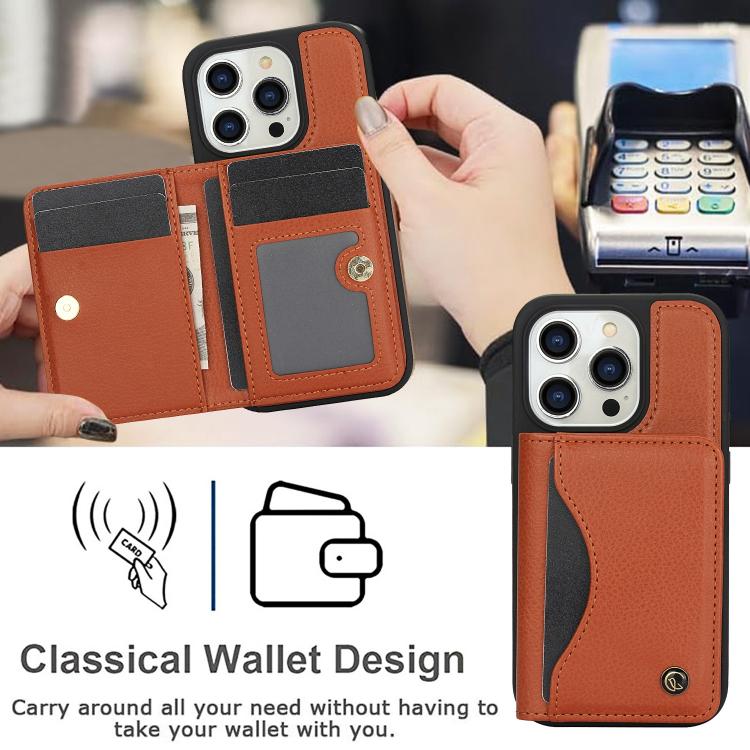 For iPhone 11 Pro AwQuer Horizontal Flip Card Bag Holder Leather Phone Case(Brown)