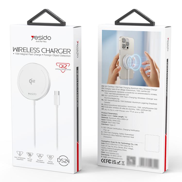 Yesido DS24 15W QI2.0 Desktop Magnetic Fast Charging Wireless Charger(White) Yesido DS24 15W QI2.0 Desktop Magnetic Fast Charging Wireless Charger(White)