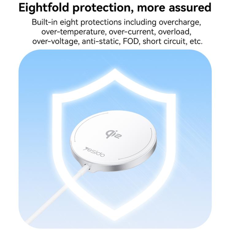 Yesido DS24 15W QI2.0 Desktop Magnetic Fast Charging Wireless Charger(White) Yesido DS24 15W QI2.0 Desktop Magnetic Fast Charging Wireless Charger(White)
