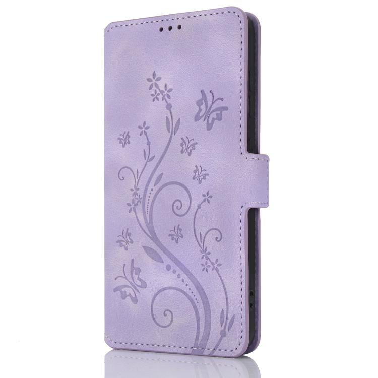 For iPhone 14 Plus Dreamy Butterfly Love Flower Embossed Leather Phone Case(Purple) For iPhone 14 Plus Dreamy Butterfly Love Flower Embossed Leather Phone Case(Purple)