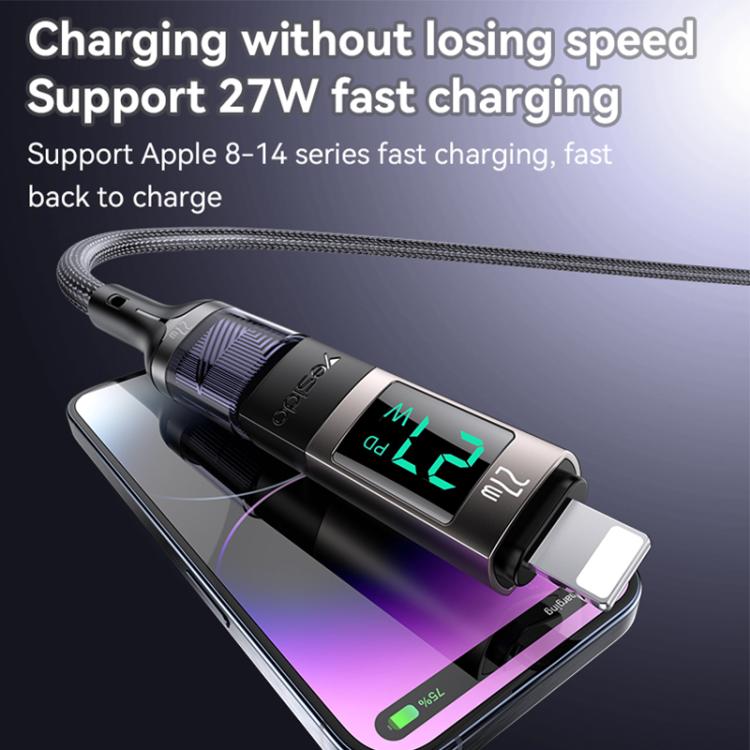Yesido GS25 27W USB-C / Type-C to 8 Pin Aluminum Alloy Digital Display Adapter(Tarnish) Yesido GS25 27W USB-C / Type-C to 8 Pin Aluminum Alloy Digital Display Adapter(Tarnish)