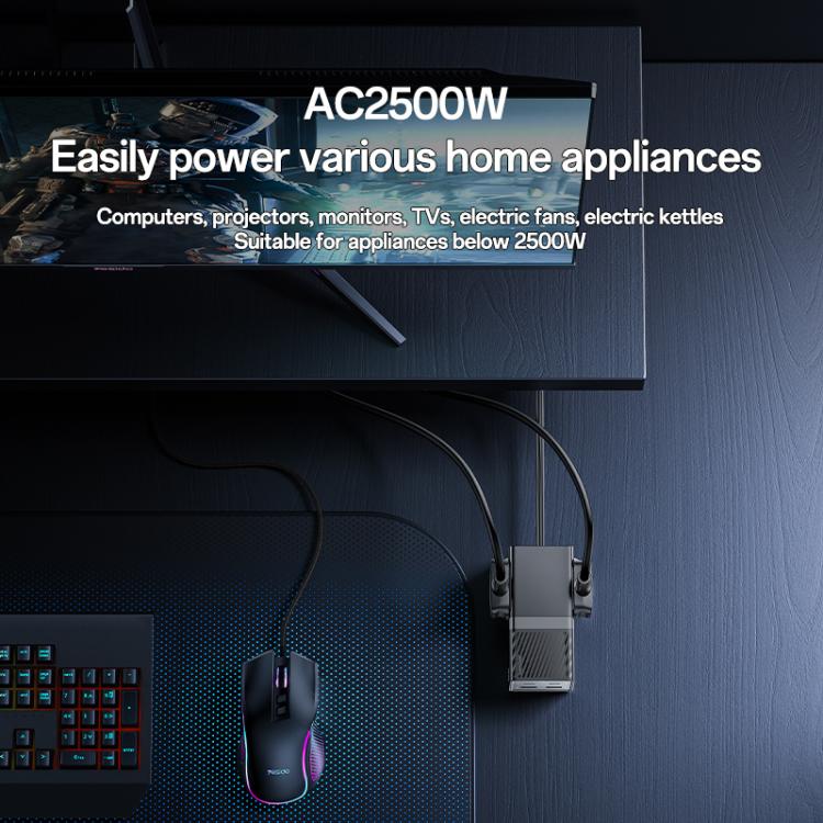 Yesido MC37 40W 6 In 1 Dual Type-C and Dual USB-A with 2 Socket Desktop GaN Power Socket Power Strip, UK Plug(Black)