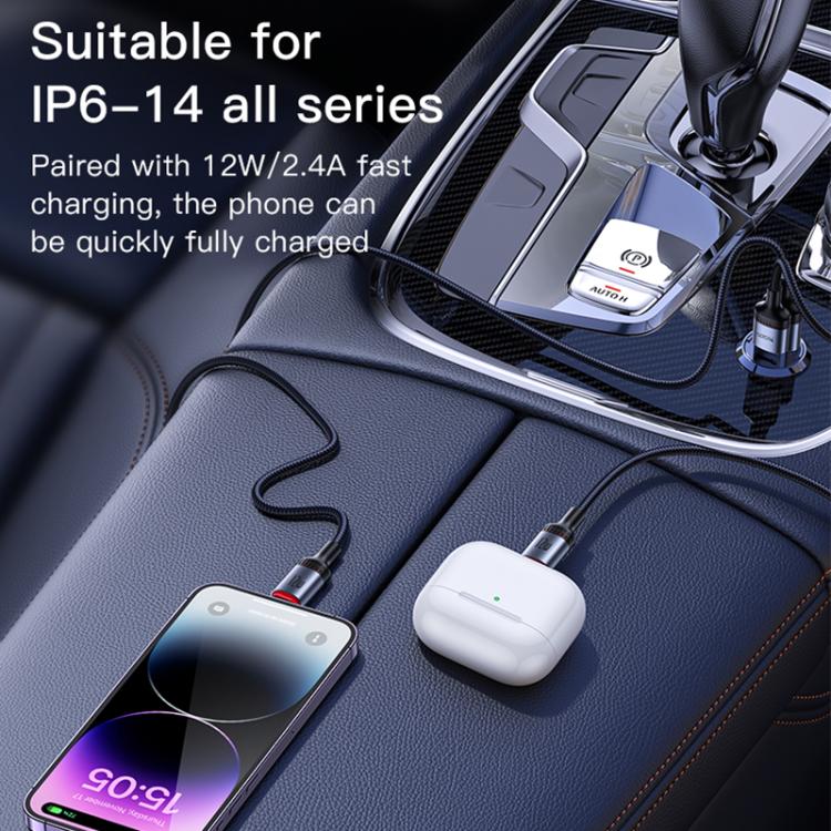Yesido CA129L 12W 2.4A USB to 8 Pin Charging Data Cable, Length: 1.2m(Black) Yesido CA129L 12W 2.4A USB to 8 Pin Charging Data Cable, Length: 1.2m(Black)