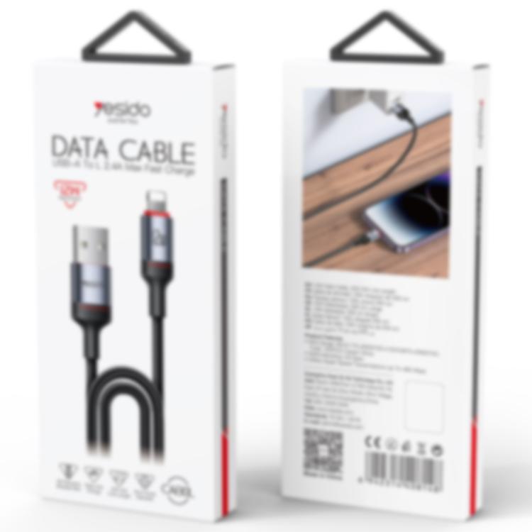 Yesido CA130L 12W 2.4A USB to 8 Pin Charging Data Cable, Length: 2m(Black) Yesido CA130L 12W 2.4A USB to 8 Pin Charging Data Cable, Length: 2m(Black)