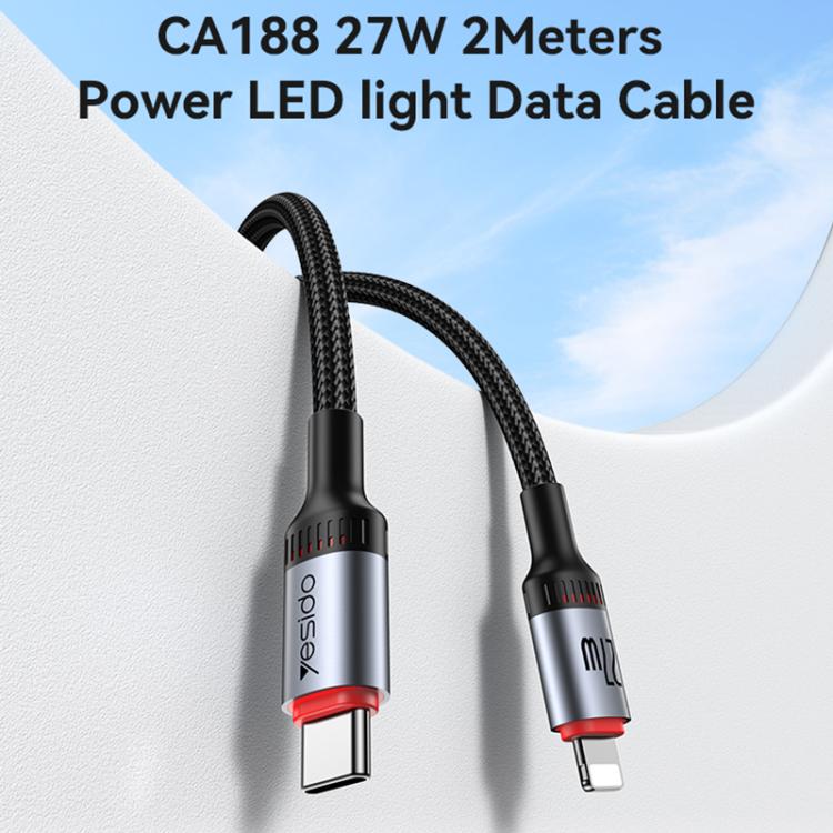 Yesido CA182 PD27W 3A USB-C / Type-C to 8 Pin Charging Data Cable, Length: 1.2m(Black) Yesido CA182 PD27W 3A USB-C / Type-C to 8 Pin Charging Data Cable, Length: 1.2m(Black)