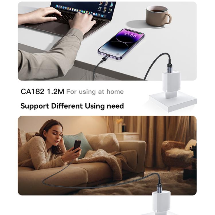 Yesido CA182 PD27W 3A USB-C / Type-C to 8 Pin Charging Data Cable, Length: 1.2m(Black) Yesido CA182 PD27W 3A USB-C / Type-C to 8 Pin Charging Data Cable, Length: 1.2m(Black)