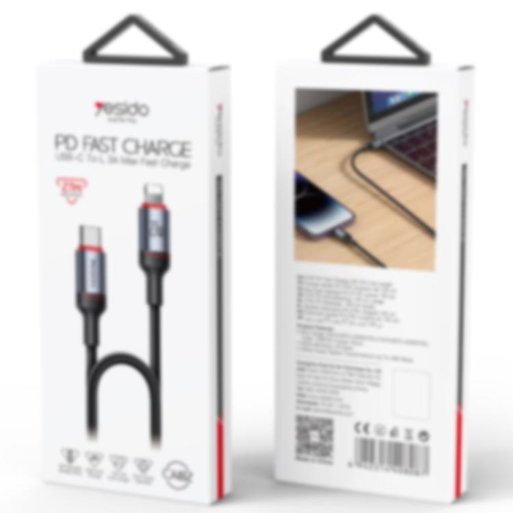 Yesido CA182 PD27W 3A USB-C / Type-C to 8 Pin Charging Data Cable, Length: 1.2m(Black) Yesido CA182 PD27W 3A USB-C / Type-C to 8 Pin Charging Data Cable, Length: 1.2m(Black)