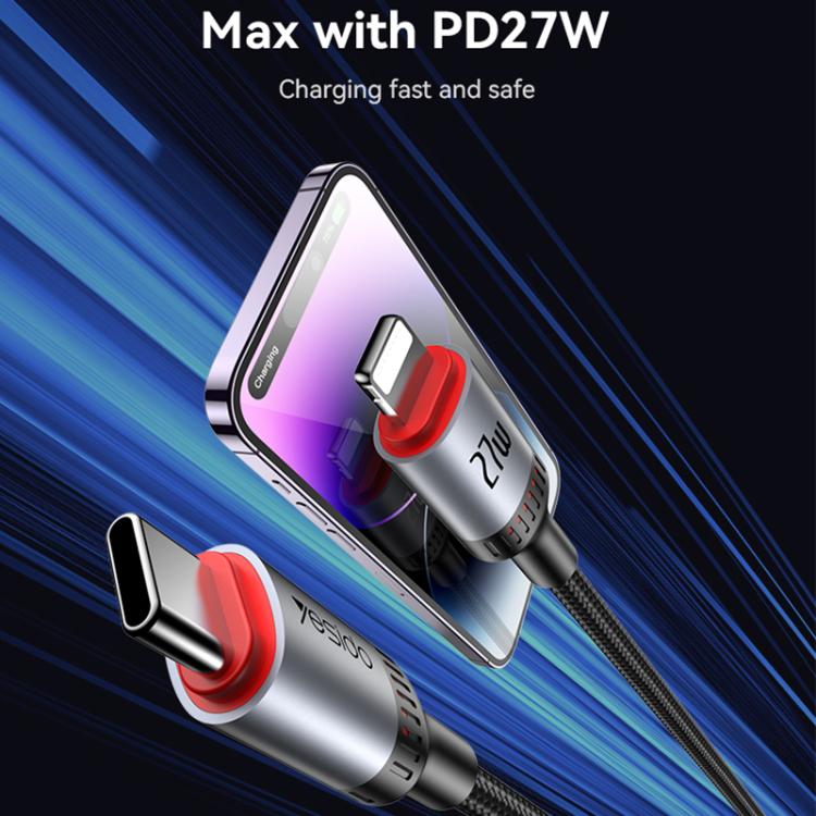 Yesido CA182 PD27W 3A USB-C / Type-C to 8 Pin Charging Data Cable, Length: 1.2m(Black) Yesido CA182 PD27W 3A USB-C / Type-C to 8 Pin Charging Data Cable, Length: 1.2m(Black)