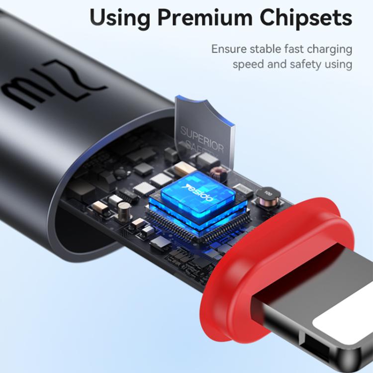 Yesido CA182 PD27W 3A USB-C / Type-C to 8 Pin Charging Data Cable, Length: 1.2m(Black) Yesido CA182 PD27W 3A USB-C / Type-C to 8 Pin Charging Data Cable, Length: 1.2m(Black)
