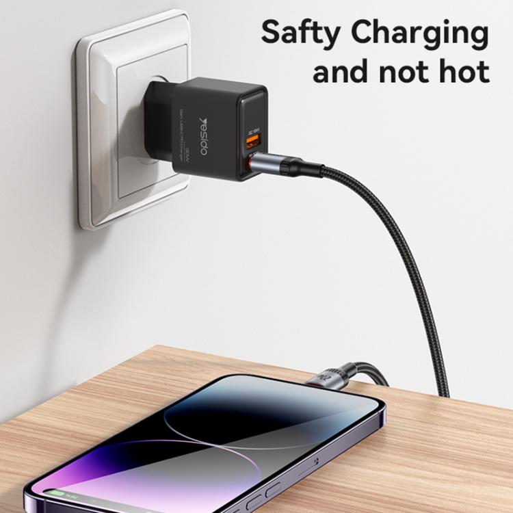 Yesido CA182 PD27W 3A USB-C / Type-C to 8 Pin Charging Data Cable, Length: 1.2m(Black) Yesido CA182 PD27W 3A USB-C / Type-C to 8 Pin Charging Data Cable, Length: 1.2m(Black)