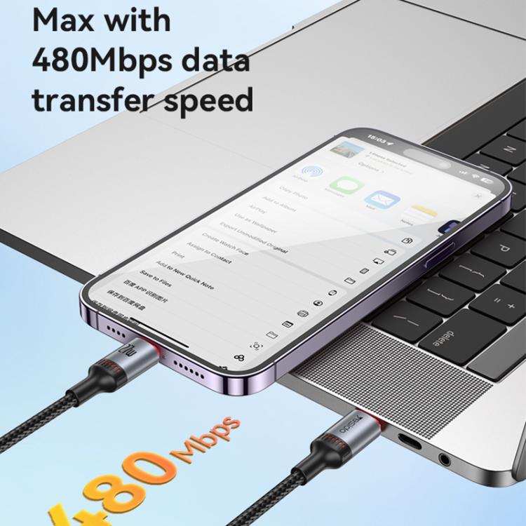 Yesido CA182 PD27W 3A USB-C / Type-C to 8 Pin Charging Data Cable, Length: 1.2m(Black) Yesido CA182 PD27W 3A USB-C / Type-C to 8 Pin Charging Data Cable, Length: 1.2m(Black)