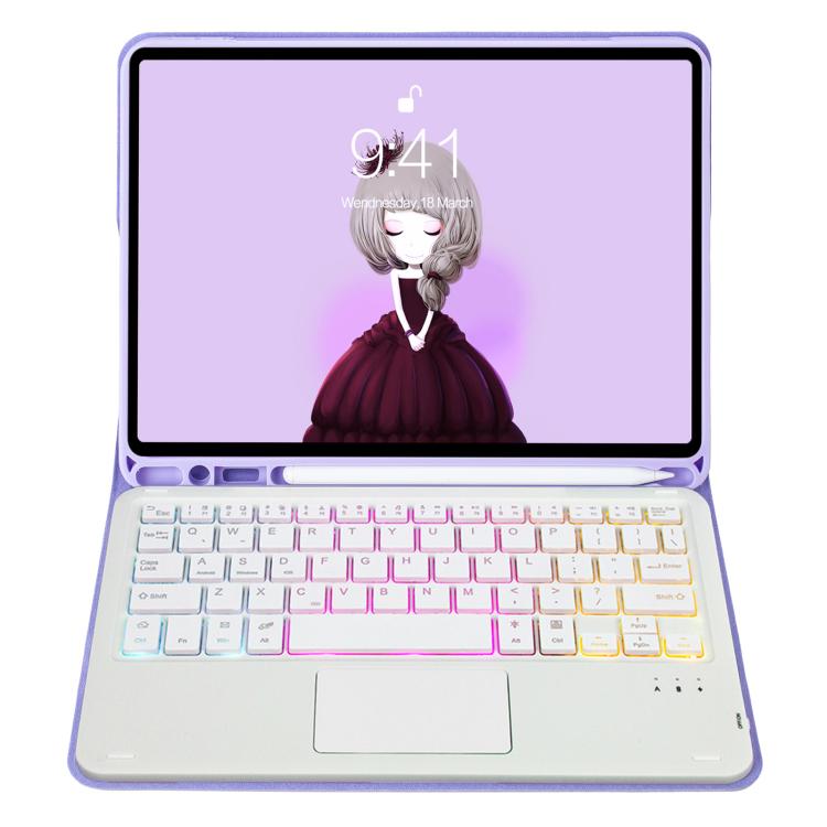 For iPad Air 2022&2020 / Pro 11 2021&2020&2018 Lambskin Pen Slot Touch Pad Backlight Bluetooth Keyboard Leather Tablet Case(Purple) For iPad Air 2022&2020 / Pro 11 2021&2020&2018 Lambskin Pen Slot Touch Pad Backlight Bluetooth Keyboard Leather Tablet Case(Purple)