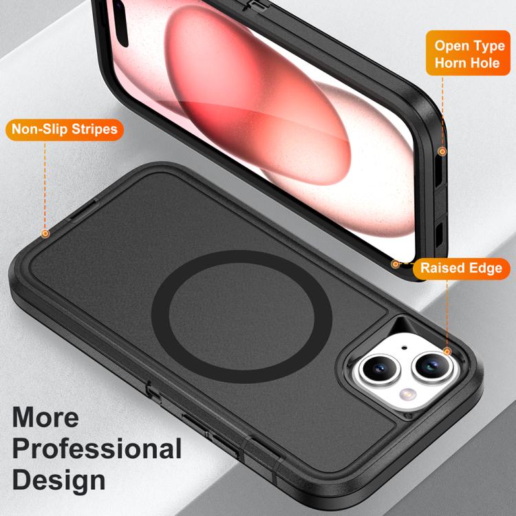 For iPhone 14 Plus / 15 Plus Life Waterproof Rugged MagSafe Magnetic Phone Case(Black) For iPhone 14 Plus / 15 Plus Life Waterproof Rugged MagSafe Magnetic Phone Case(Black)