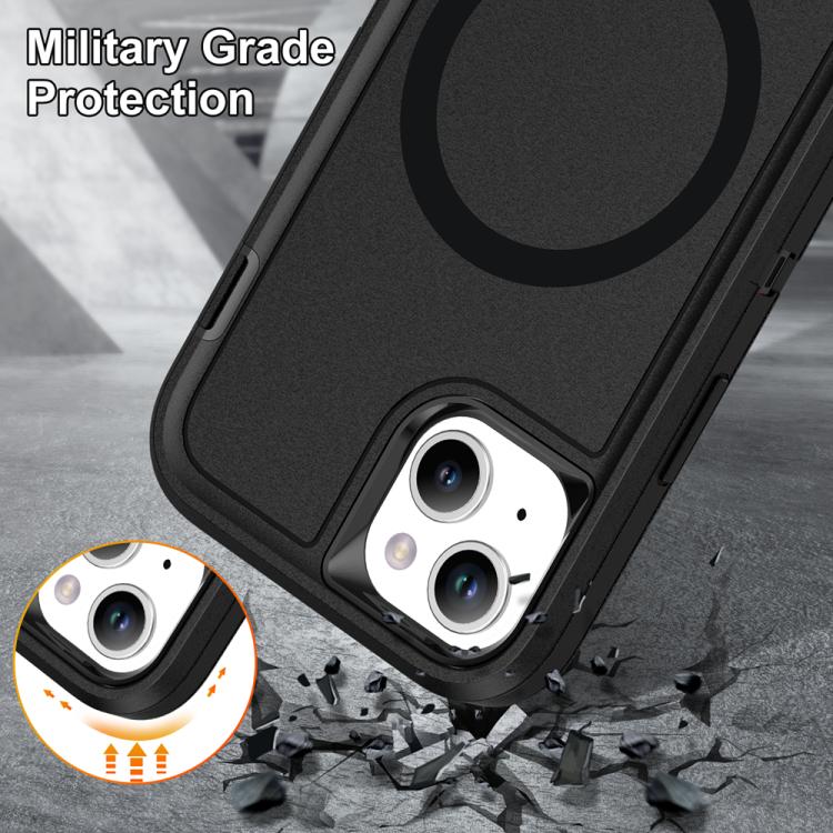 For iPhone 14 Plus / 15 Plus Life Waterproof Rugged MagSafe Magnetic Phone Case(Black) For iPhone 14 Plus / 15 Plus Life Waterproof Rugged MagSafe Magnetic Phone Case(Black)