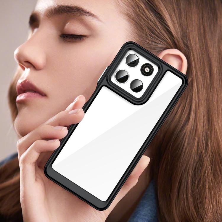 For Motorola Moto G57 5G Colorful Series Acrylic Hybrid TPU Phone Case(Black)