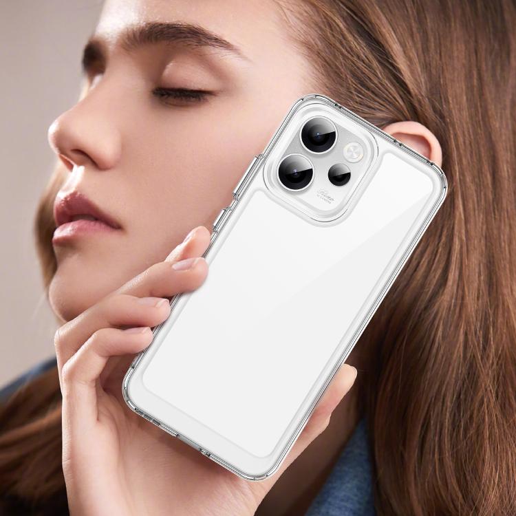 For OPPO Reno14 F 5G Colorful Series Acrylic Hybrid TPU Phone Case(Transparent)