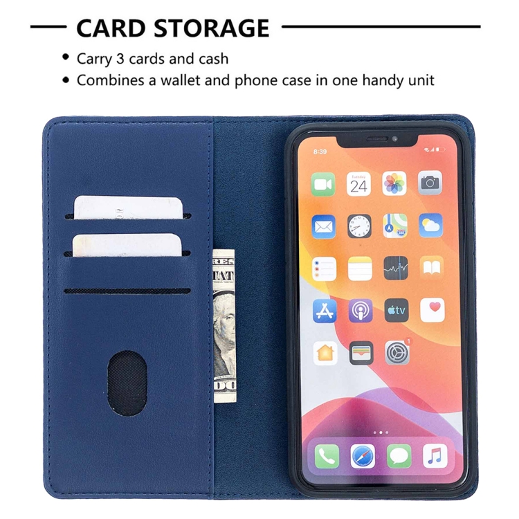 For iPhone 11 Pro Max 2 in 1 Detachable Magnetic Horizontal Flip Genuine Leather Case with Holder & Card Slots & Wallet(Blue)