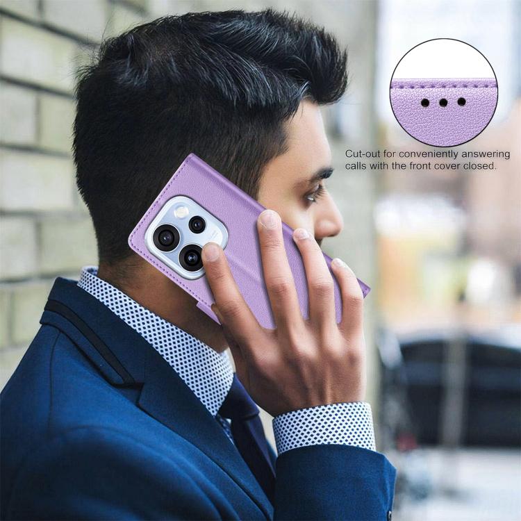 For OPPO Reno15 5G Global Litchi Texture RFID Anti-theft Leather Phone Case(Purple)