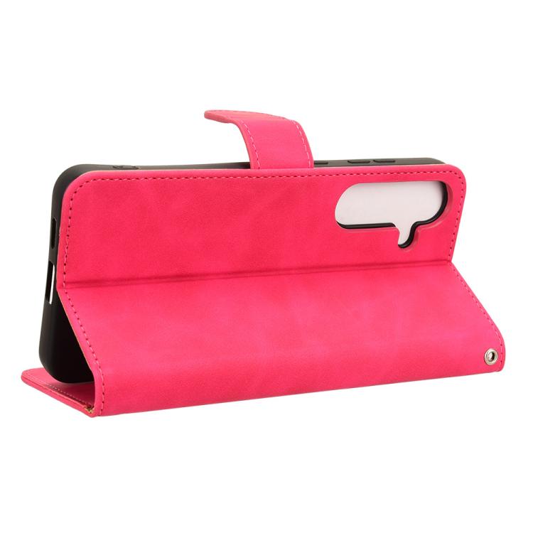 For Samsung Galaxy S25 5G Skin Feel Magnetic Flip Leather Phone Case(Rose Red)