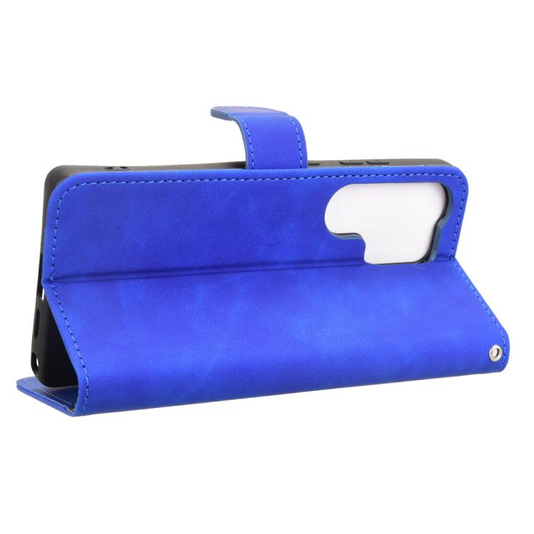 For Samsung Galaxy S25 Ultra 5G Skin Feel Magnetic Flip Leather Phone Case(Blue)
