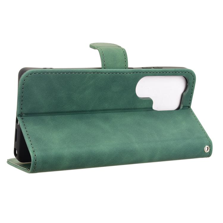 For Samsung Galaxy S25 Ultra 5G Skin Feel Magnetic Flip Leather Phone Case(Green)